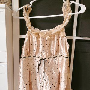 Silk Lingerie Polka Dot in Beige